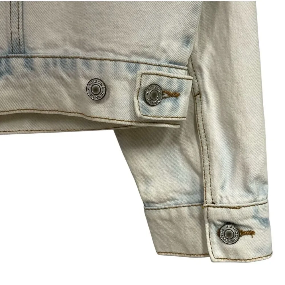 NWT ARIZONA JEAN CO Jacket Men's Small White Blue Extreme Bleach‎ Denim Cotton